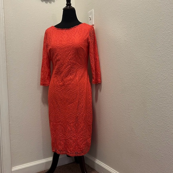 Grace Dresses & Skirts - 2 FOR $20 Grace Orange Sheath Dress 3/4 Sleeves Size S M 4 6 8